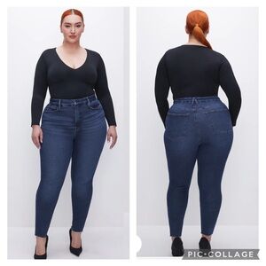 Good American GOOD LEGS SKINNY JEANS Women's Size 22 Blue Denim Fray Hem Jeans